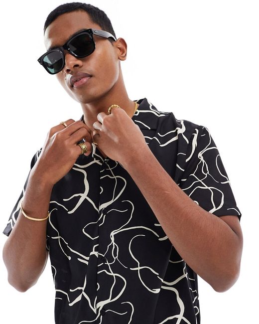 Another Influence short sleeve printed revere collar shirt
