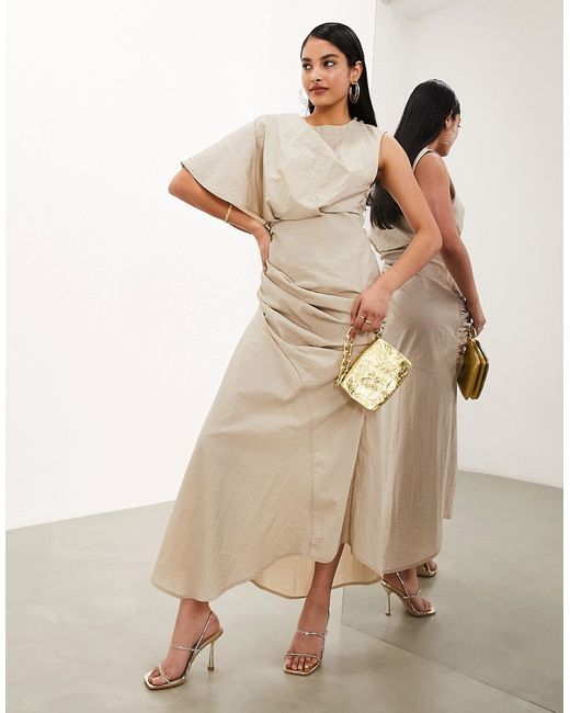 ASOS Edition washed one shoulder midaxi dress with ruched detail