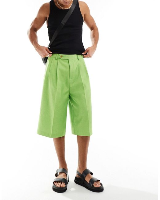 Asos Design linen look longline shorts bright
