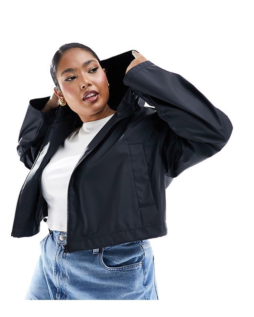ASOS Curve DESIGN Curve cropped rain jacket with hood
