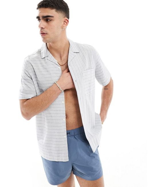 Asos Design relaxed revere shirt stripe