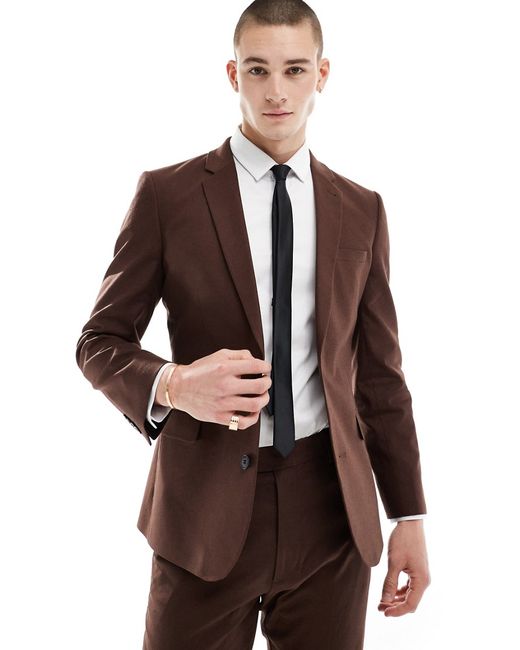 Asos Design skinny linen mix suit jacket