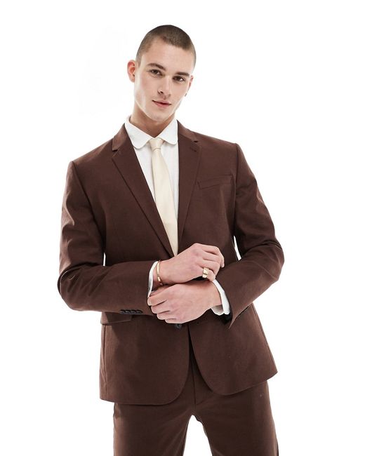 Asos Design super skinny linen mix suit jacket