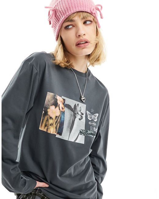 Collusion oversized graphic long sleeve t-shirt