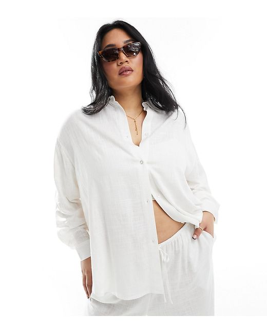 Asos Design Curve relaxed shirt with linen