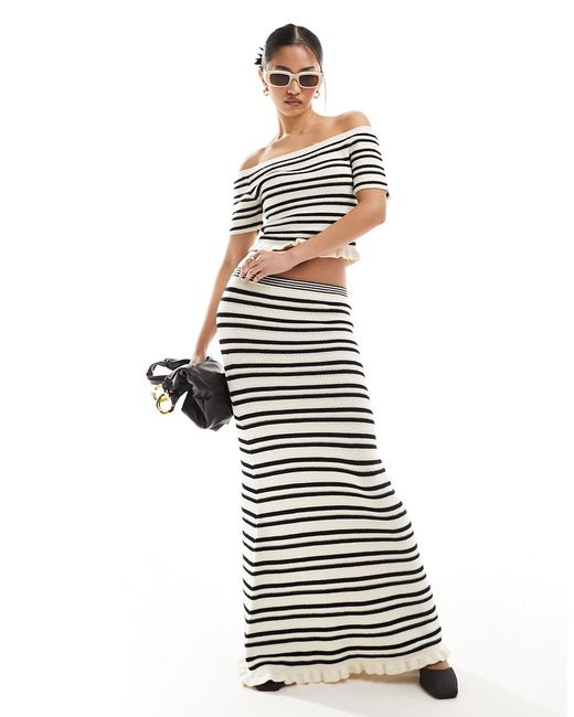 Asos Design knitted maxi skirt textured stripe-