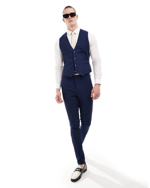 Asos Design wedding skinny suit pants microtexture