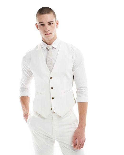 Asos Design skinny suit vest stone-