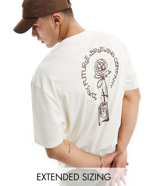 Asos Design Dark Future oversized t-shirt off with back bottle print-