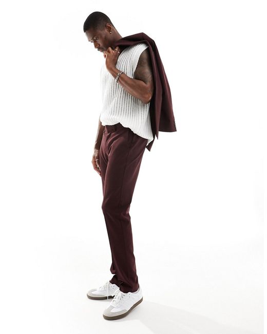 Asos Design slim suit pants burgundy-
