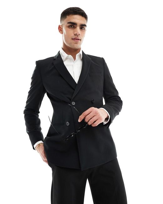 Asos Design skinny double breasted suit jacket
