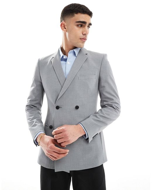 Asos Design skinny double breasted suit jacket