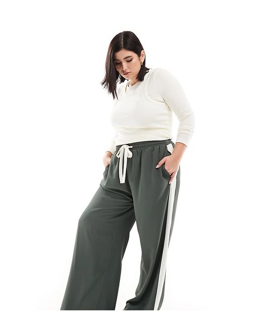 Asos Design Curve pull on pants with contrast panel