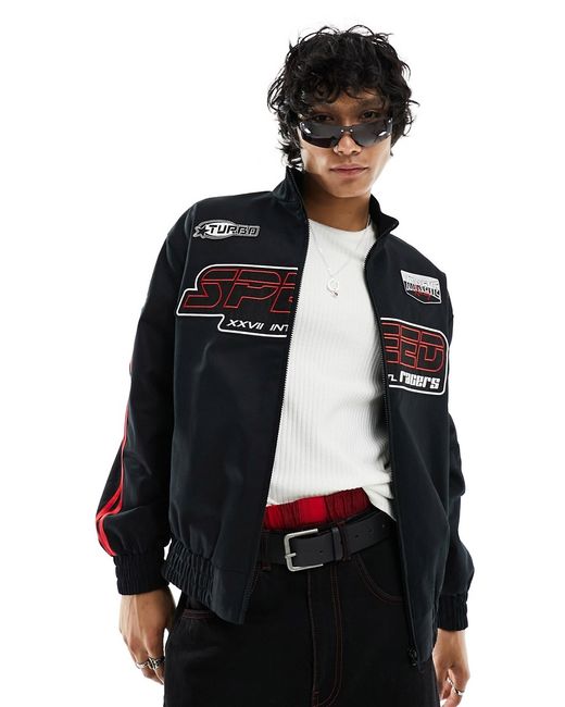 Asos Design oversized motocross bomber jacket