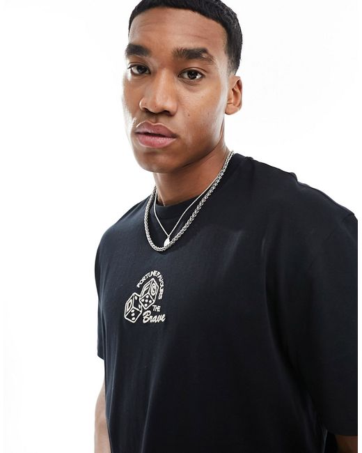 Asos Design Dark Future relaxed t-shirt with chest dice embroidery