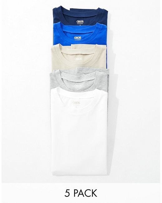 Asos Design 5-pack relaxed fit T-shirts multiple colors