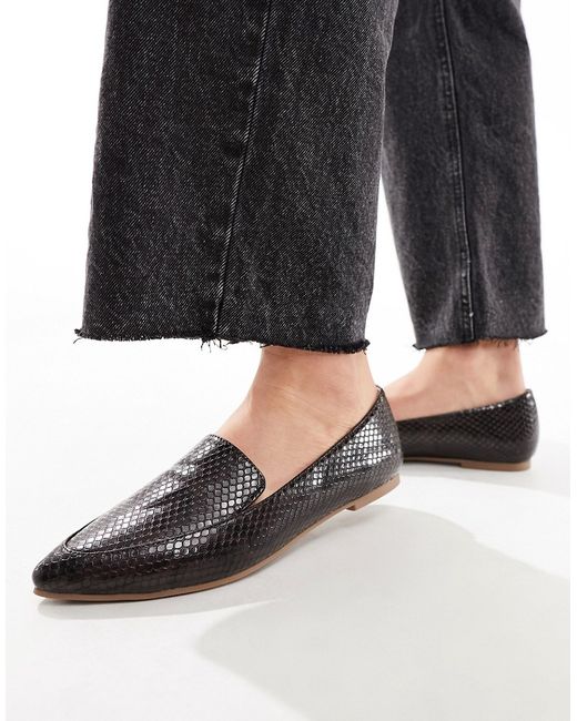 London Rebel pointed flat loafers snake-