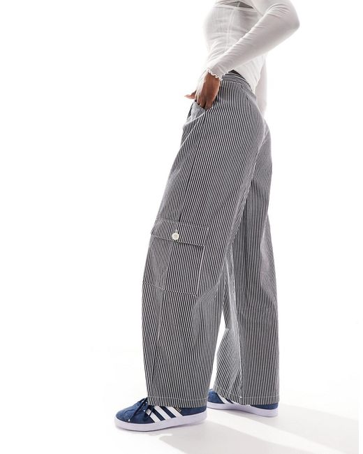 Reclaimed Vintage wide leg cargo pants dark gray pinstripe-