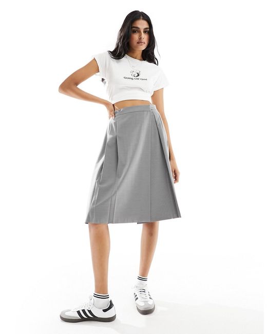 Asos Design tailored pleated midi skirt
