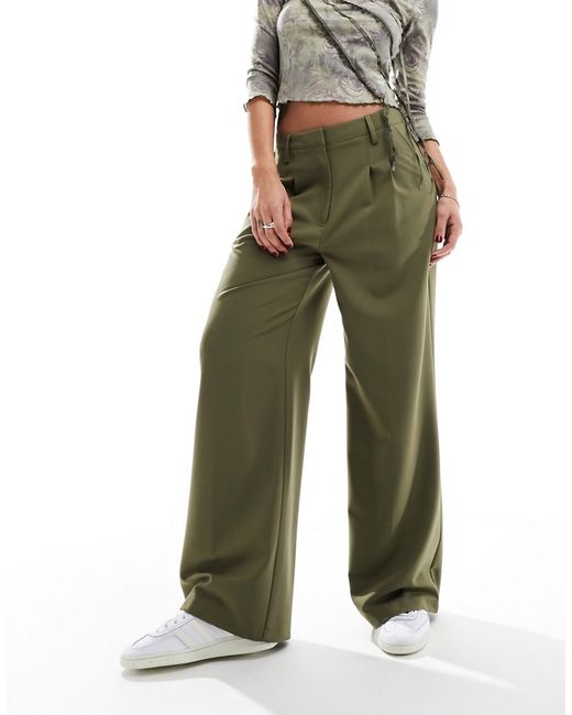 Collusion relaxed wide leg tailored pants olive-