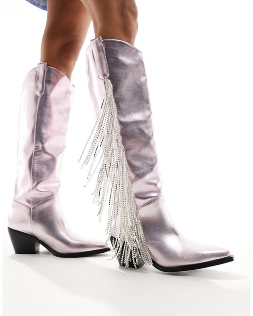 Azalea Wang Joydistrict tasseled metallic western boots