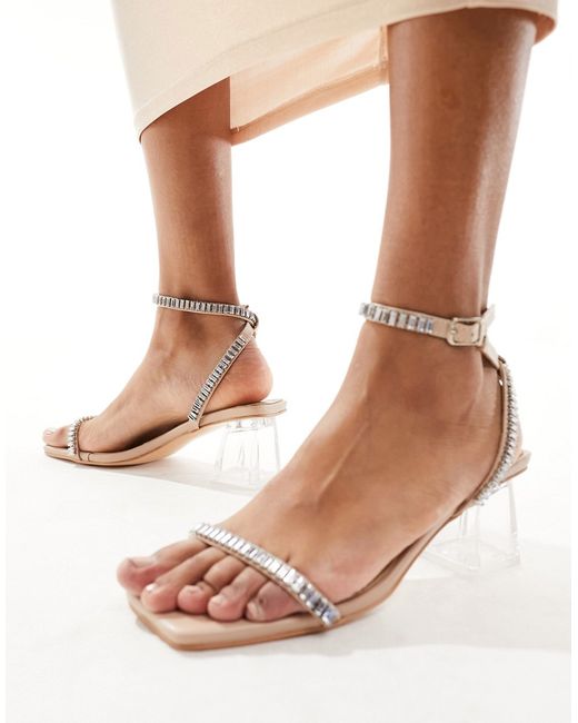 Public Desire clear block heeled sandals with embellished strap
