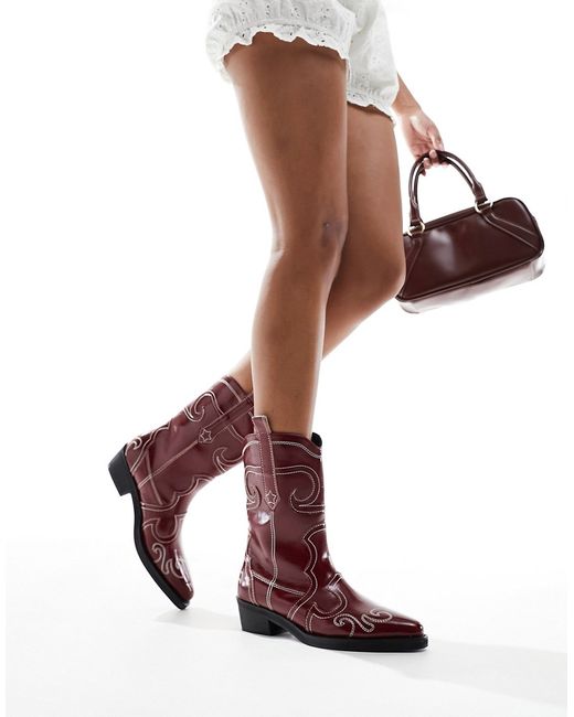 Public Desire ankle western boots red-
