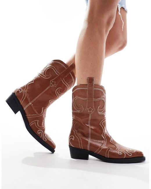 Public Desire ankle western boots tan-