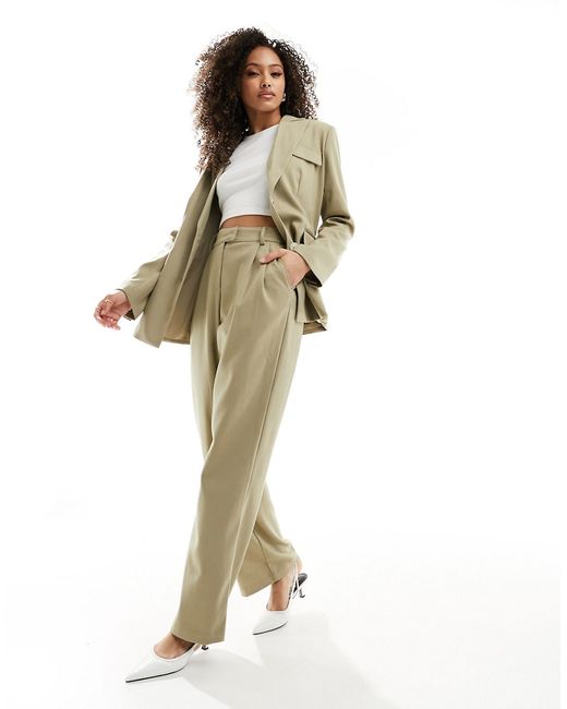 4th & Reckless tailored wide leg pants olive part of a set-