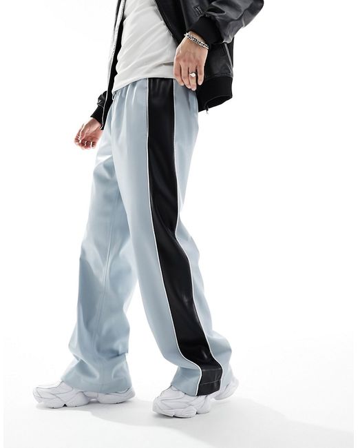 Asos Design leather look sweatpants with side stripe