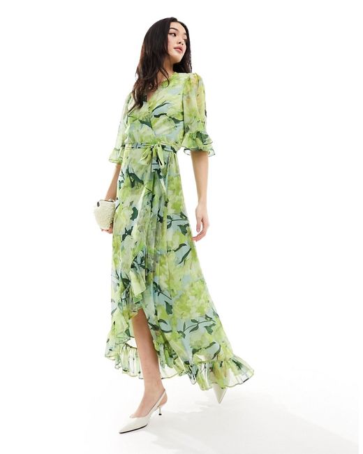 Hope & Ivy ruffle wrap maxi dress floral