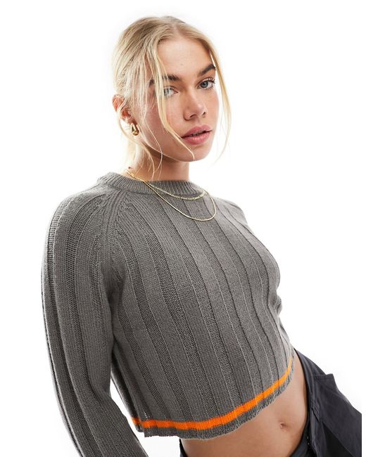 Asos Design crop sweater with crew neck rib tipping-