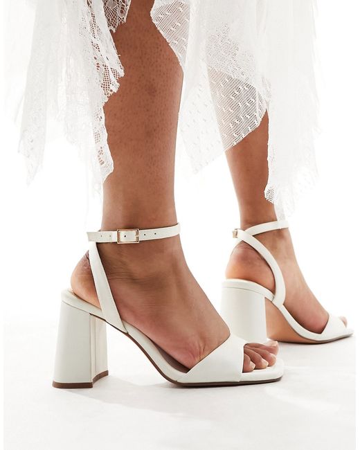 Asos Design Hotel barely there block heeled sandals ivory-
