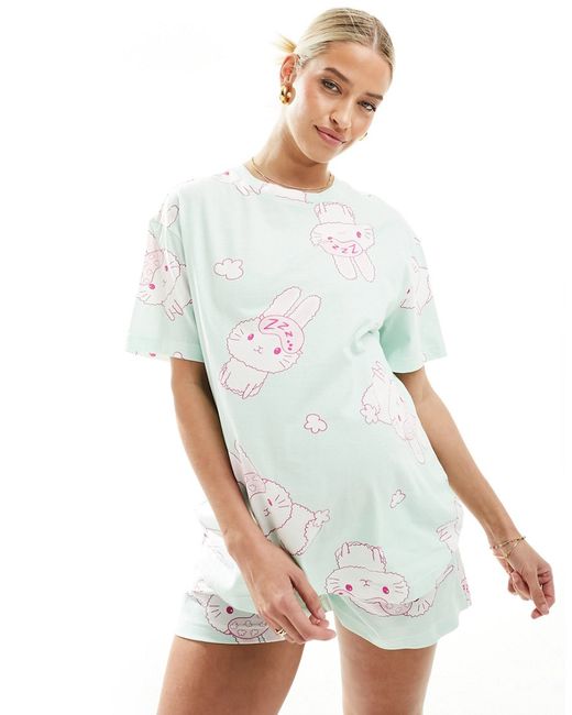 Asos Design Maternity bunny oversized tee short pajama set