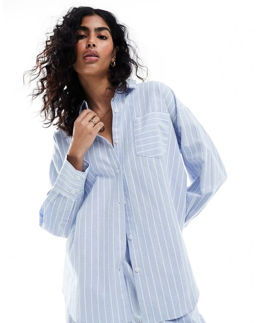 4th & Reckless delphi wide stripe beach shirt and white part of a set