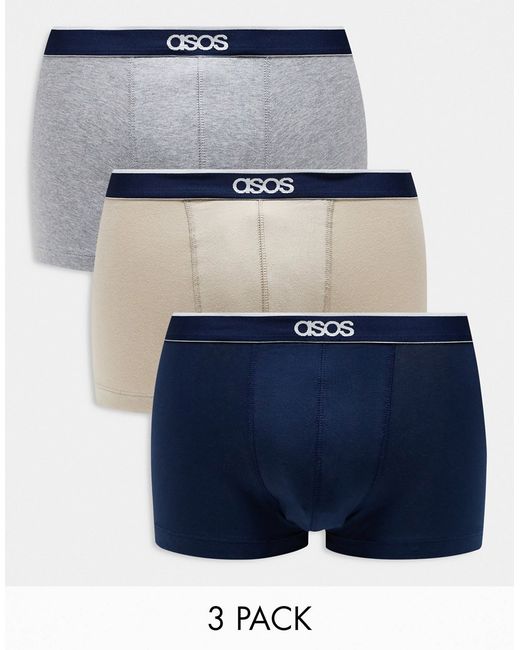 Asos Design 3 pack branded waistband briefs multiple colors
