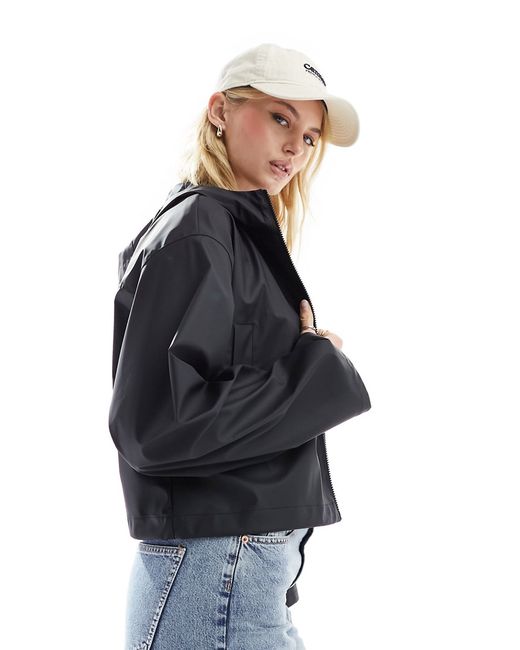 ASOS Tall DESIGN Tall cropped rain jacket with hood