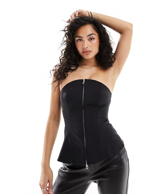 Other Stories strapless bustier top with zip front