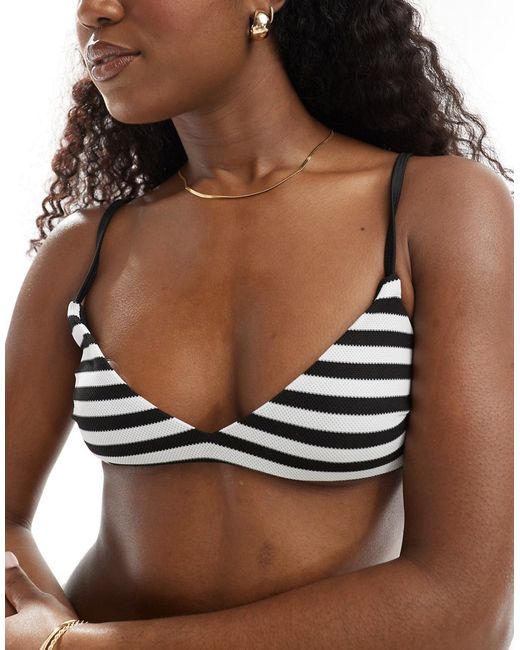 Asos Design mix match crop bikini top mono stripe-