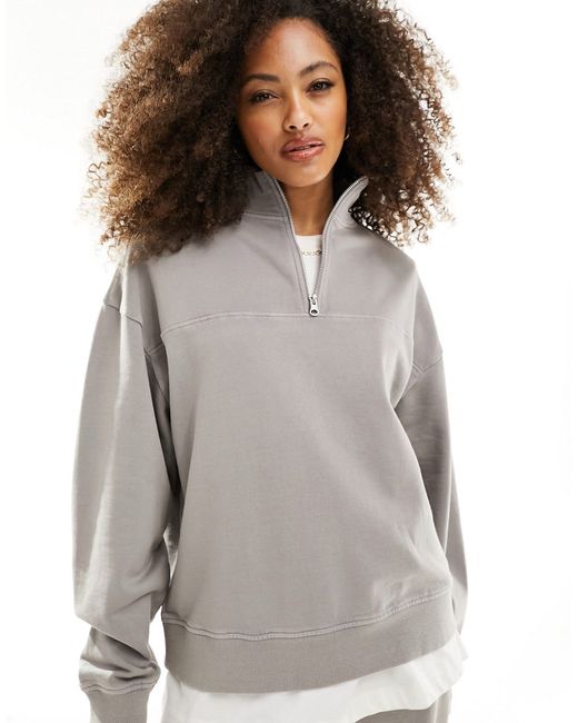 Asos Design oversized half-zip sweatshirt washed