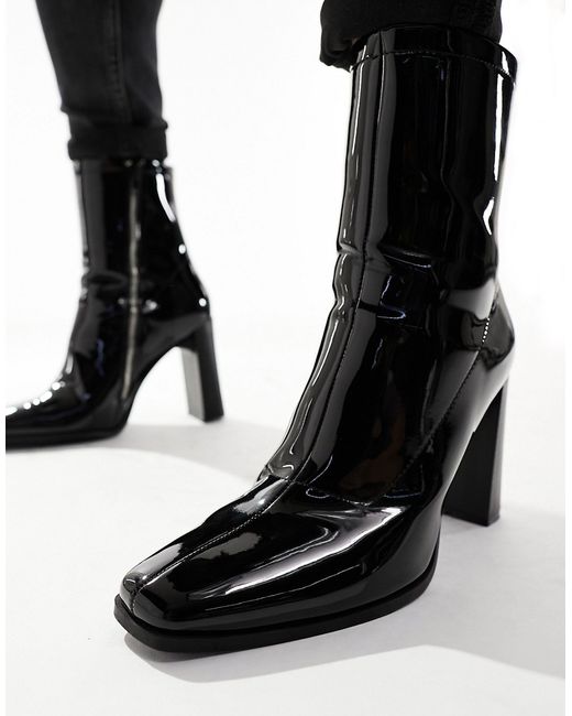 Asos Design high heeled patent chelsea boot-