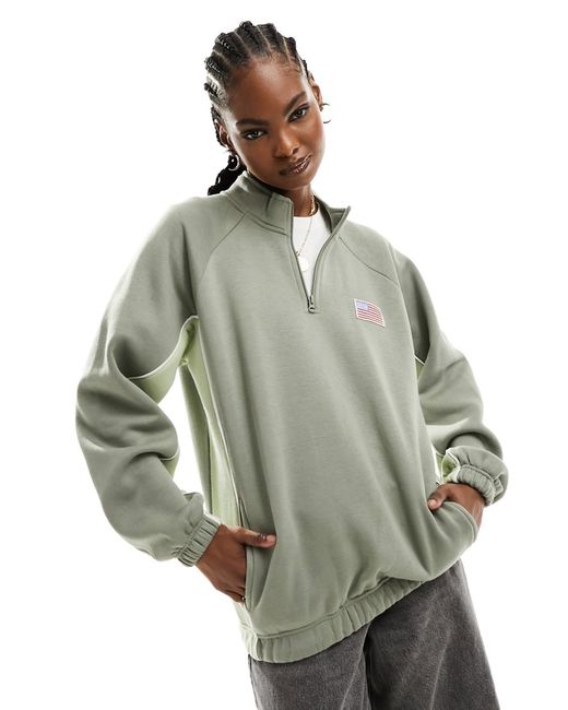 Daisy Street oversized funnel neck sweatshirt with flag embroidery-