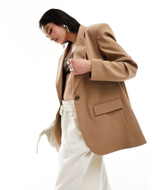 Asos Design clean tailored blazer taupe-