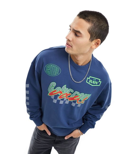 G-Star motorsport oversized sweatshirt with multi placement prints
