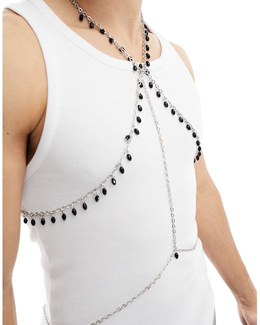 Asos Design chain body harness with black beads tone