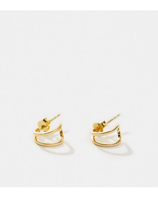 Asos Design sterling double row hoop earring 14k gold plated
