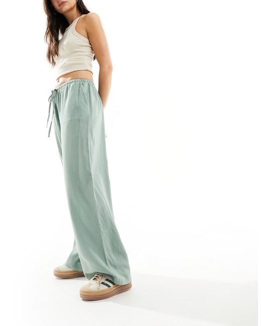 Asos Design wide leg pull on pants with linen