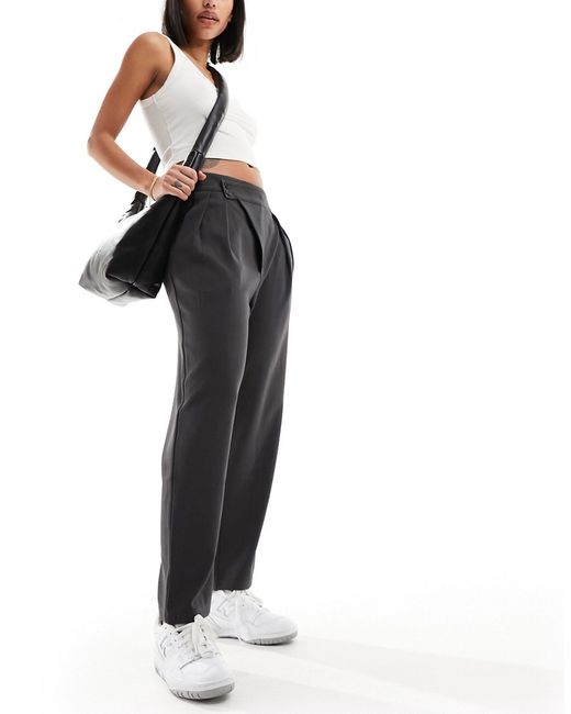 Asos Design tailored tapered pants with asymmetric waist charcoal-