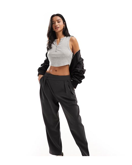 Asos Design Petite tailored tapered pants with asymmetric waist charcoal-