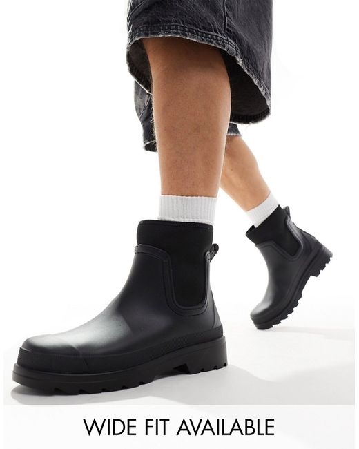 Asos Design ankle rubber boots pu with roman numeral detail